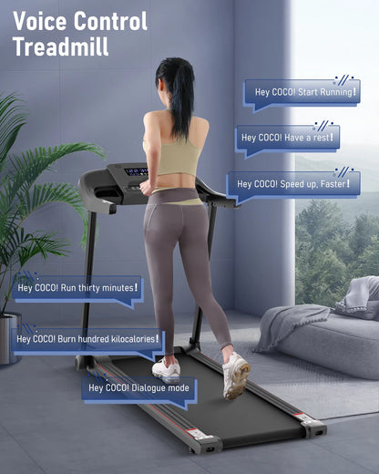 Treadmill Folding Electric Treadmill Bluetooth Voice Control Exercise Treadmill for Home Office Speed Range of 0.5-7.5 Mph