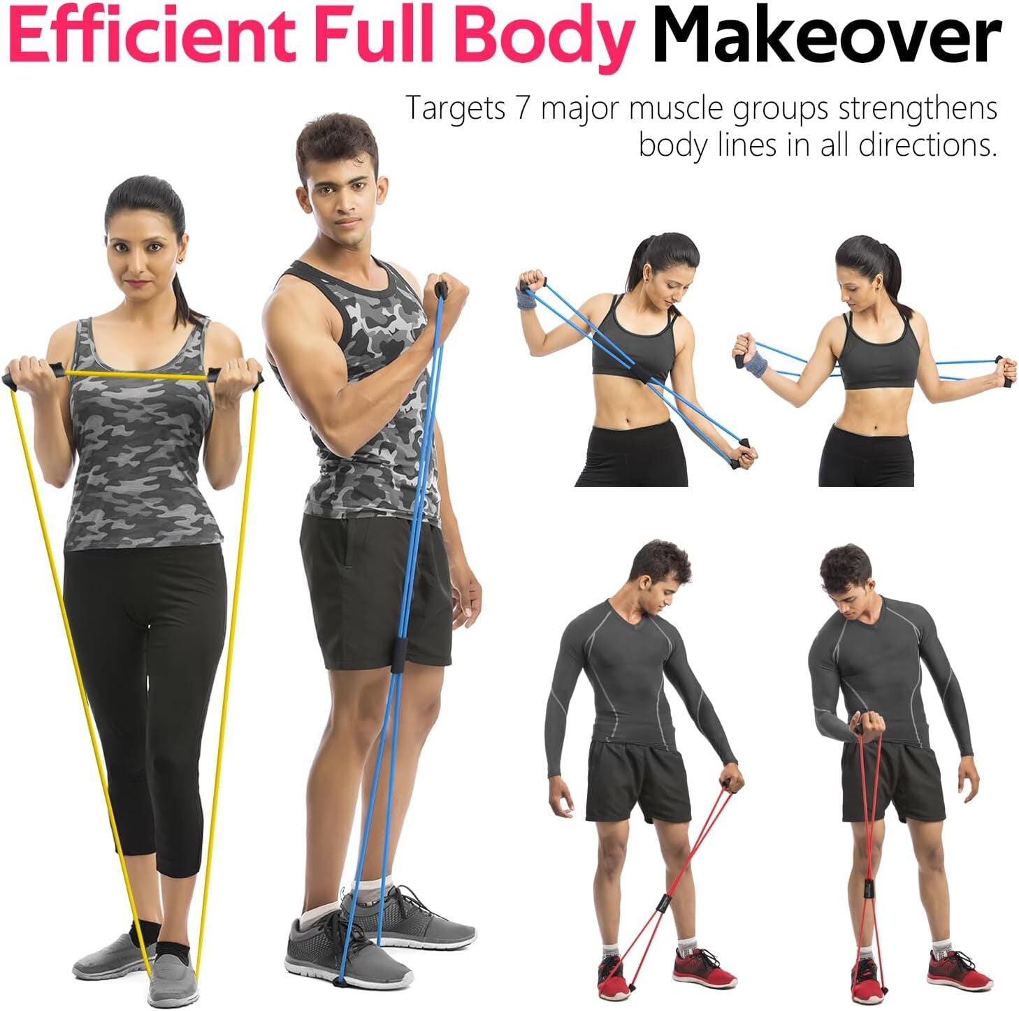 Figure 8 Yoga Resistance Band Tubing Body Workout Muscle Exercise Bowtie Pilate